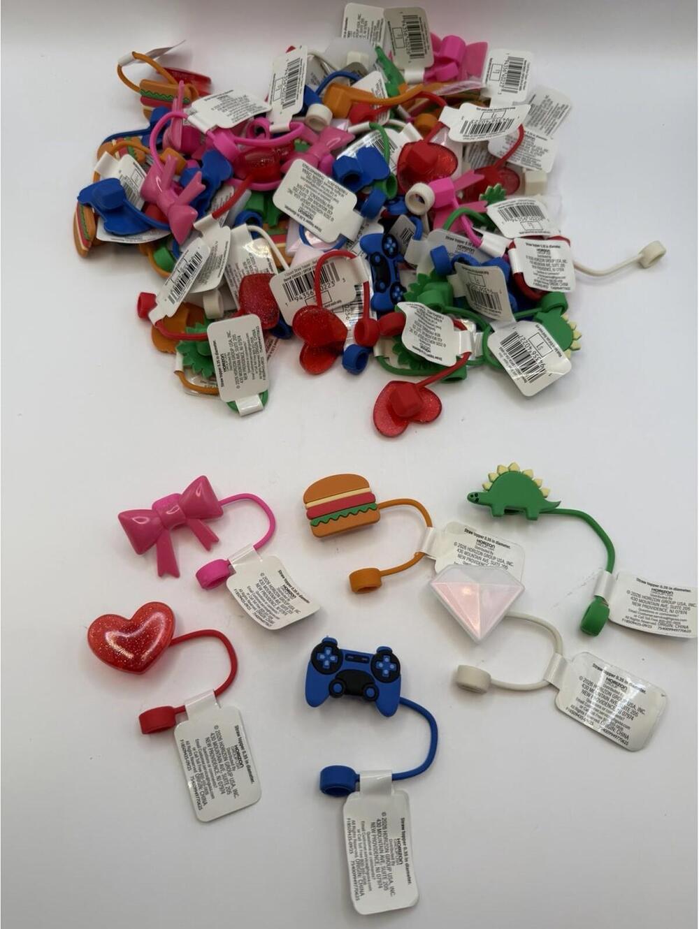 Silicone Straw Toppers With Tags Lot Of 70  NEW Never Used